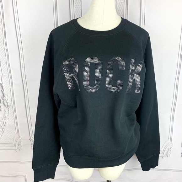 NEW! ZADIG & VOLTAIRE Upper Camo Stud ROCK Strass Sweatshirt Black Medium $198 - Picture 6 of 16